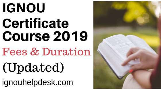 IGNOU Certificate Course Fees 2019